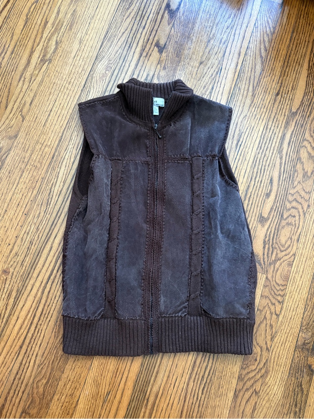 KIKIT Brown Suede Zip Vest Sweater